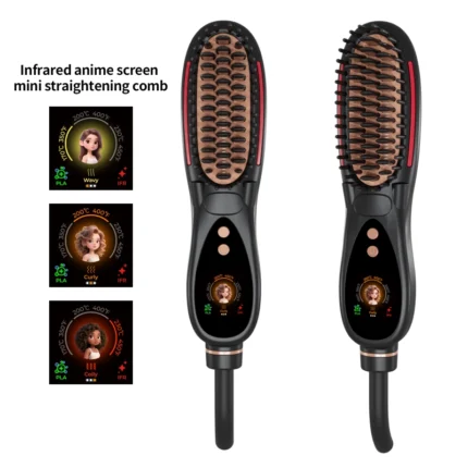 Infrared & Plasma Animated Display MINI Hair Straightener Brush